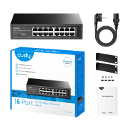 CUDY FS1016 16 Port Mbit Desktop/Rackmount Yönetilemez Metal Kasa Switch