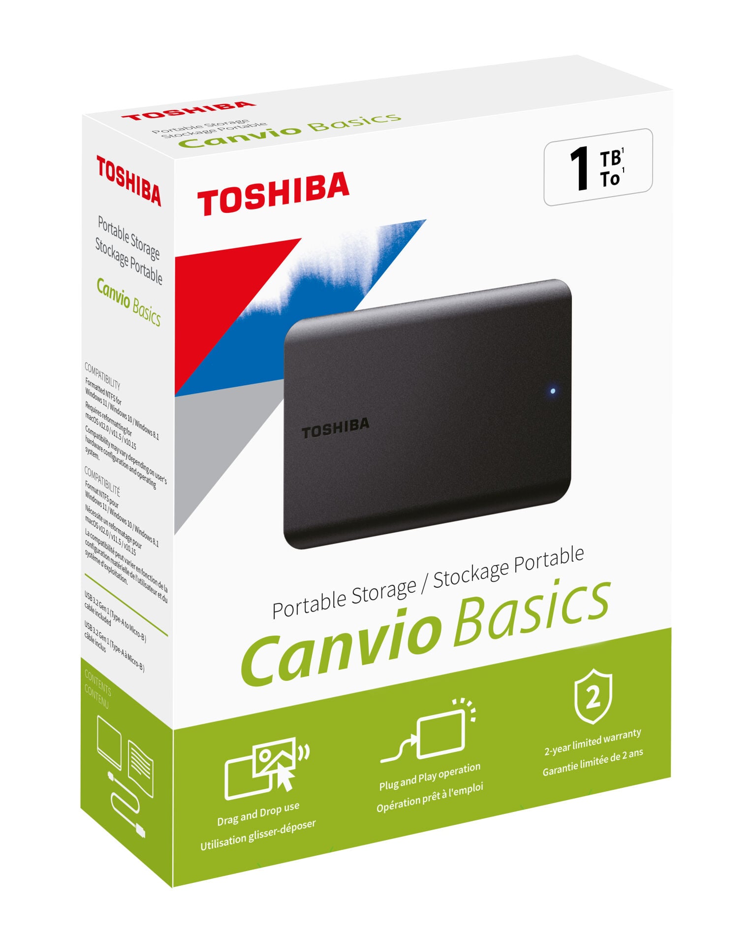 1TB CANVIO BASICS 2.5'' USB3.2 G1 TOSHIBA HDTB510EK3AA