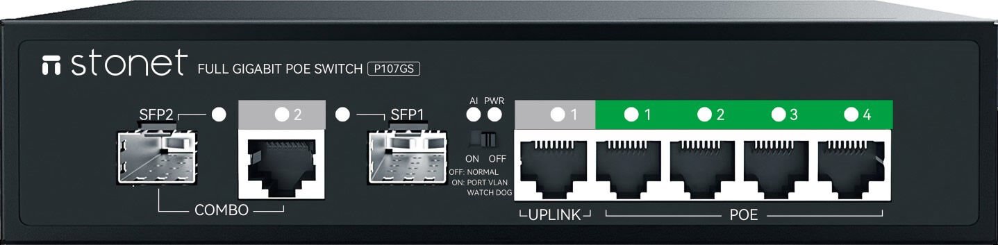STONET P107GS 4GE POE+1GE+1SFP+1SFP/RJ45 COMBO POE SWİTCH