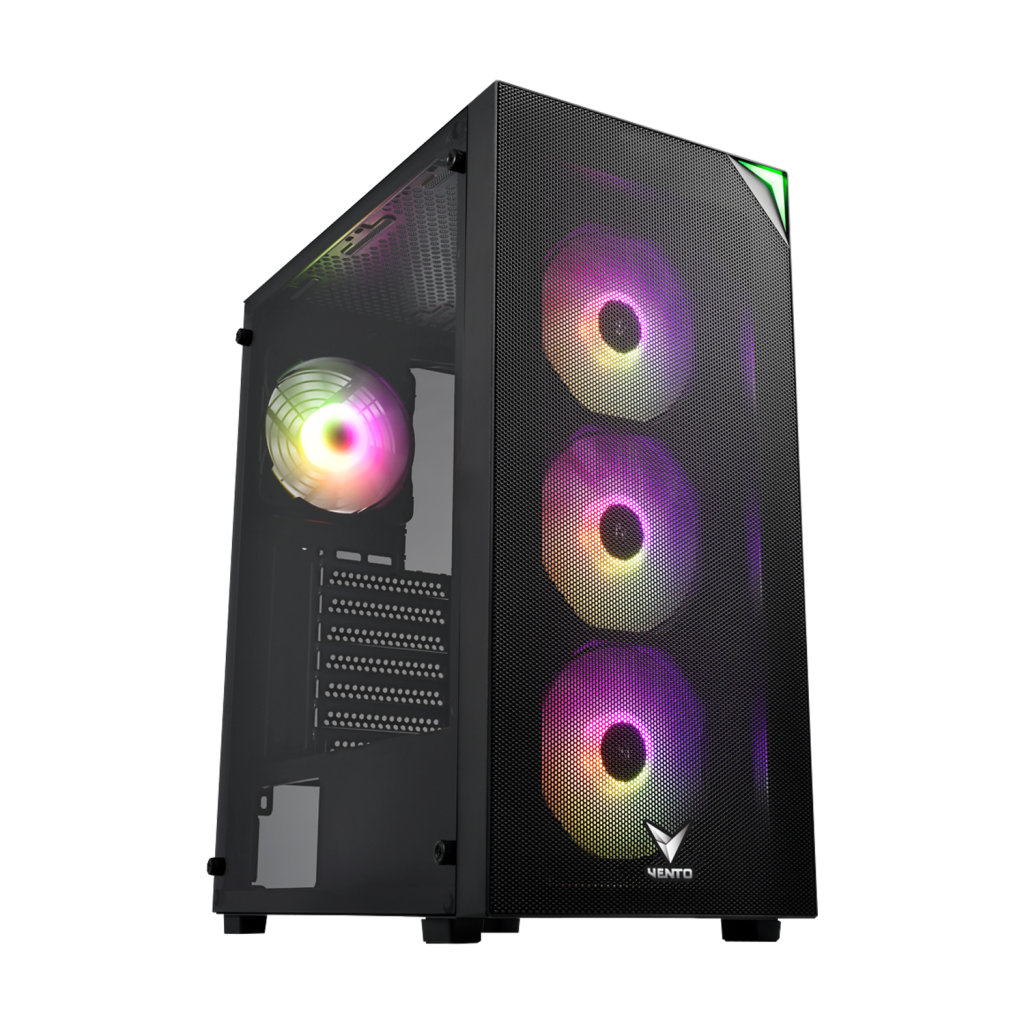 VENTO VG3400S Mid Tower, 650W 80+ Siyah, Temperli Cam, RGB, ATX GAMING KASA