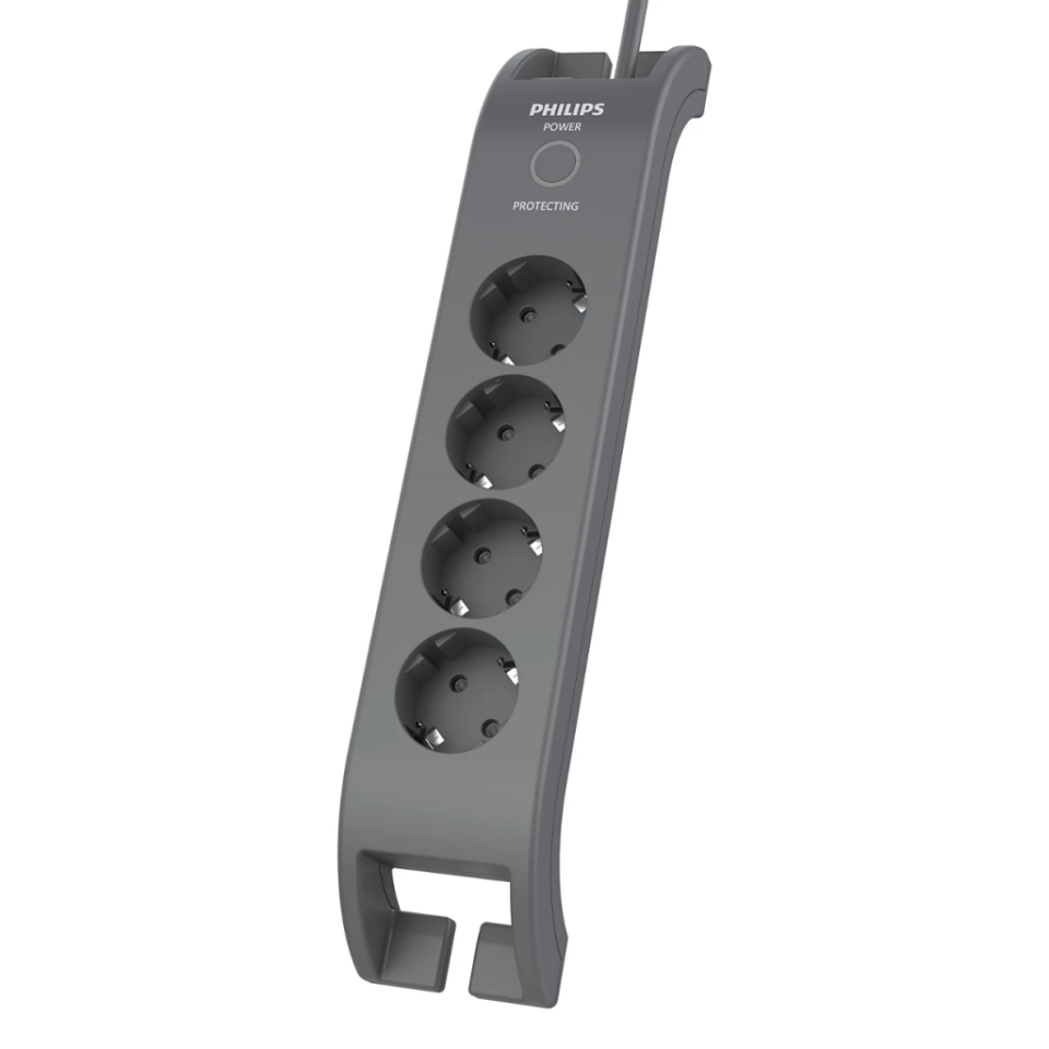 PHILIPS SPN3140A/62, 4 Soket, Akım Korumalı Priz, 900 Joules, 2Mt Kablo, (Gri)