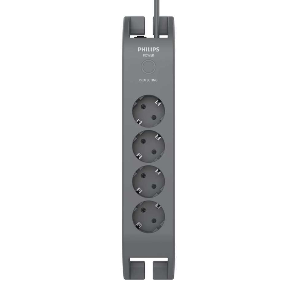 PHILIPS SPN3140A/62, 4 Soket, Akım Korumalı Priz, 900 Joules, 2Mt Kablo, (Gri)