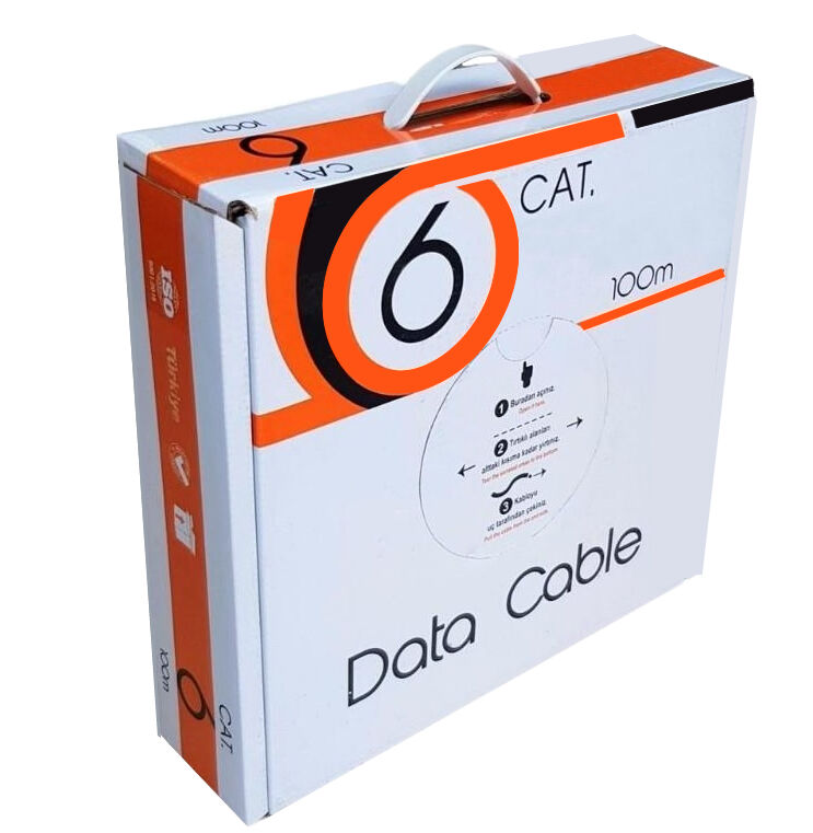 TRKLink CAT6 4x2x24AWG U/UTP PE CCA KABLO 100MT KUTU EKO - SİYAH (OUTDOOR)