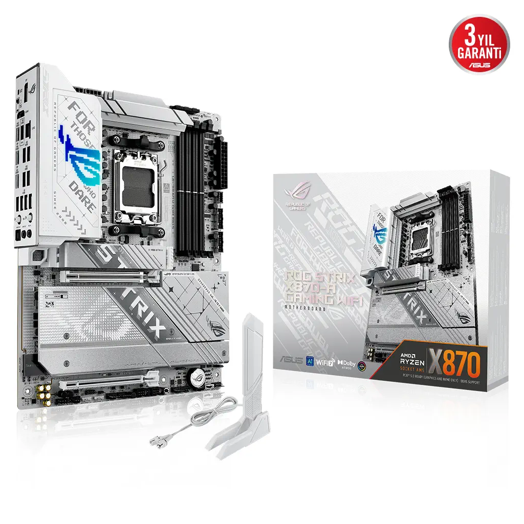ASUS ROG STRIX X870-A GAMING WIFI, 4xDDR5, 4xM.2, HDMI, DP, Type-C, Wi-Fi 7, Bluetooth v5.4, AM5 Soket GAMING Anakart