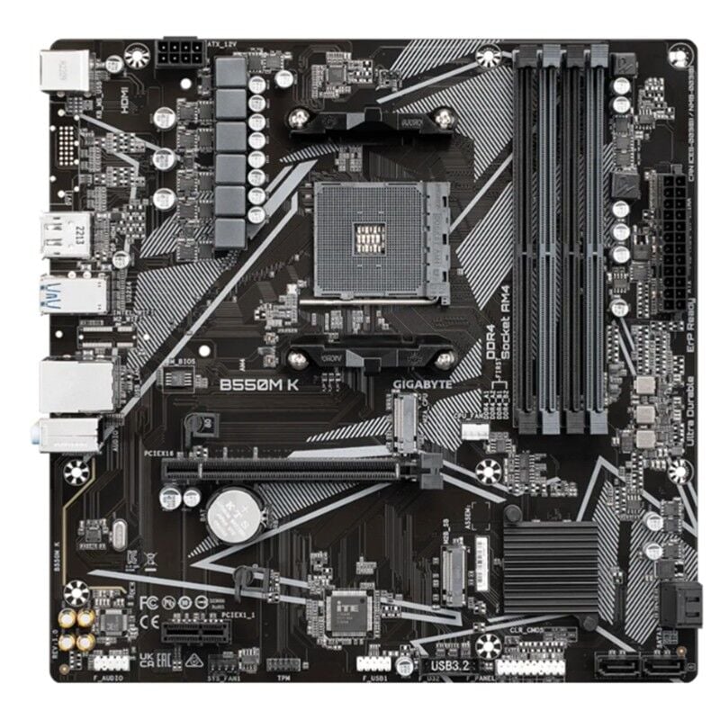 GIGABYTE B550M K DDR4 4733MHZ 1XHDMI 1XDP 1XM.2 MATX AM4 (AMD AM4 5000/5000G/4000G/3000/3000G SERİLERİ İLE UYUMLU)
