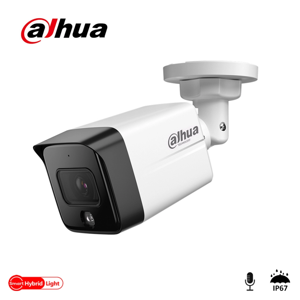 DAHUA IPC-HFW1239TC1-SA-IL-0360B, 2Mpix, 3,6mm  Lens, SD Kart, Smart Dual Light, H265+, 30Mt Gece Görüşü, Dahili Mikrofon, IP67, PoE Bullet IP Kamera