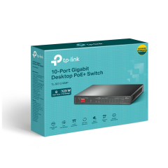 TP-LINK TL-SG1210MP, 8 Port, GigaBit, PoE 123W, 1 Port GigaBit Lan, 1 Port GigaBit SFP, Yönetilebilir, Metal Kasalı Switch