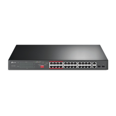TP-LINK TL-SL1226P, 24 Port, Megabit, PoE 250W, 2 Port Combo Gigabit SFP, Yönetilemez, Rackmount, Switch