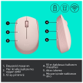 LOGITECH 910-006865, M171 Rose, USB Nano 2,4G Kablosuz, 1000dpi, Optik, 3 Tuşlu, 12ay Pil Ömrü, Mouse