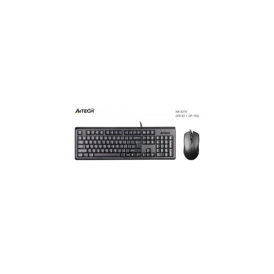 A4 TECH KR-9276, Siyah, USB Kablolu, Türkçe Q, Multimedya, Klavye Mouse Set