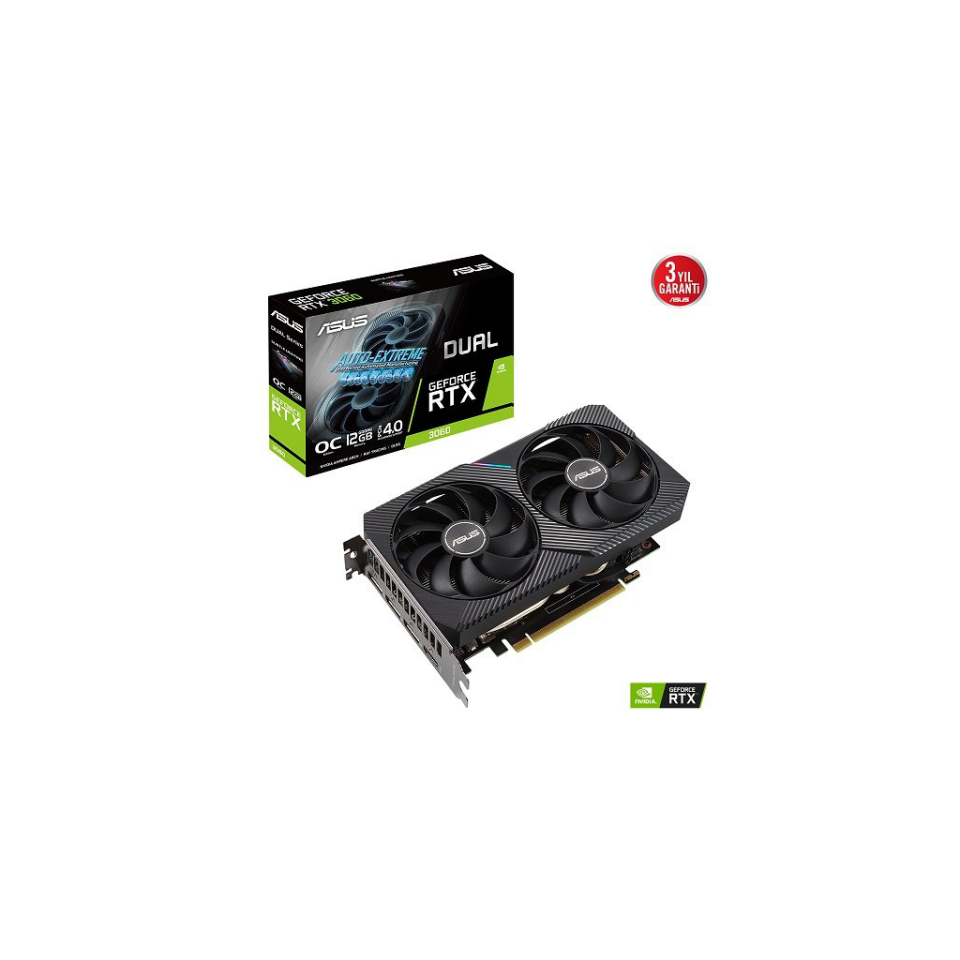 ASUS DUAL-RTX3060-O12G-V2, 12Gb, 192Bit, GDDR6, 192Bit, 1xHDMI, 3xDP GAMING Ekran Kartı