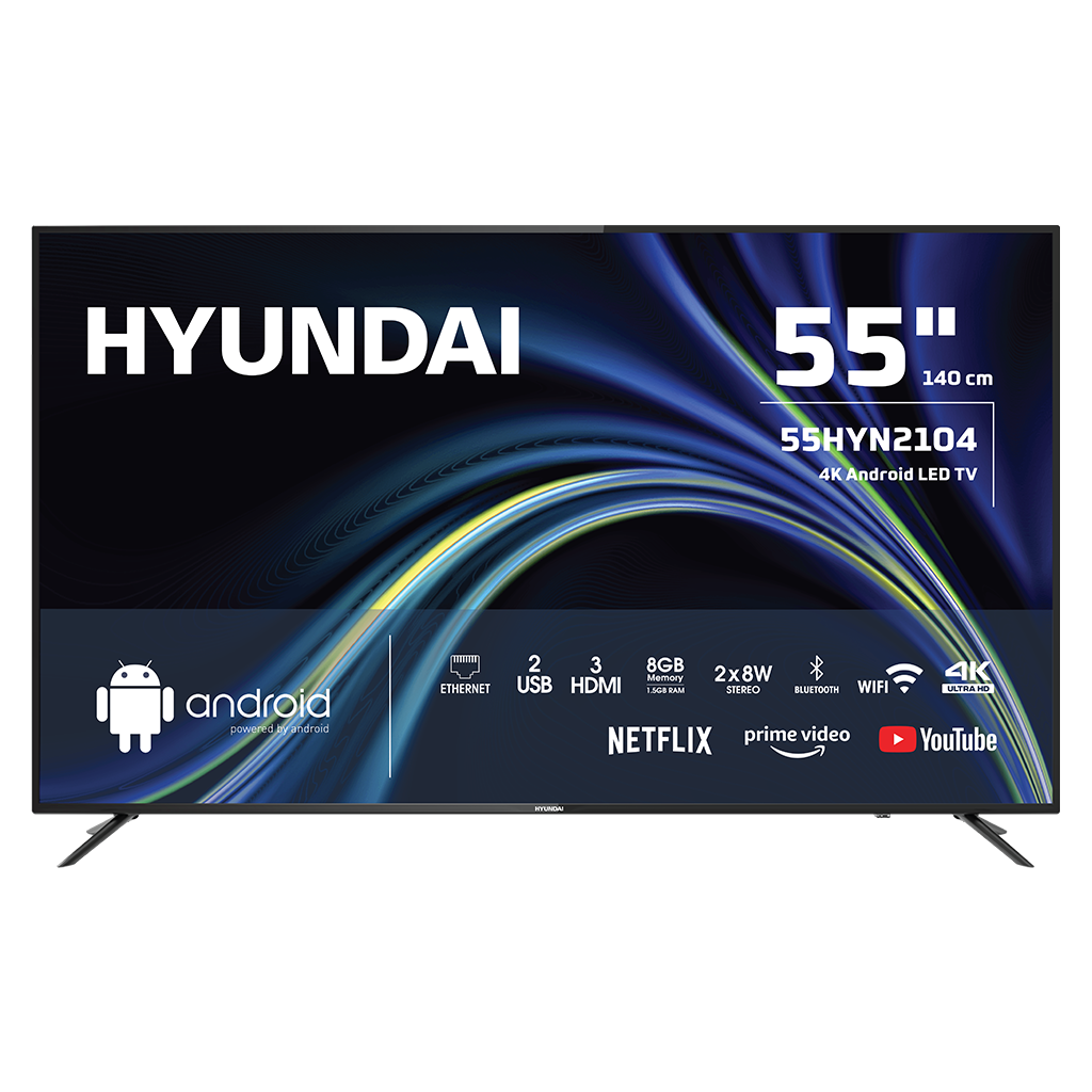 HYUNDAI 55HYN2104, 55" 140cm, 4K Ultra HD, Dahili Wi-Fi, Dahili Uydu Alıcılı, Android Led Televizyon