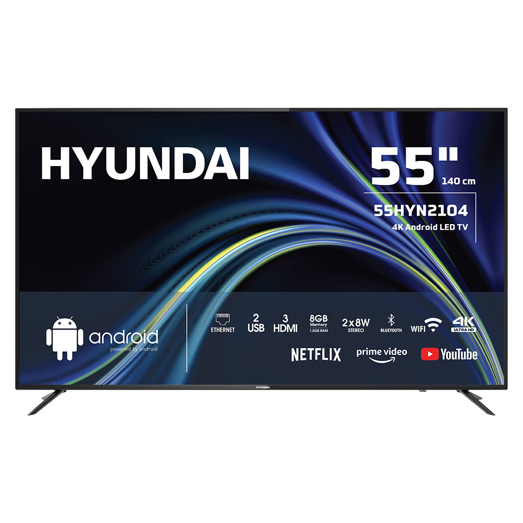 HYUNDAI 55HYN2104, 55" 140cm, 4K Ultra HD, Dahili Wi-Fi, Dahili Uydu Alıcılı, Android Led Televizyon