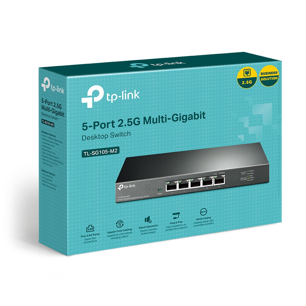 TP-LINK TL-SG105-M2, 5 Port, 2,5Gbps, Multi-GigaBit, Yönetilemez, Metal Kasa, Masaüstü Switch