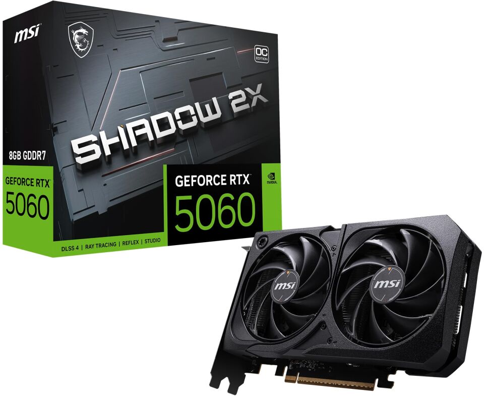 MSI RTX5060 8G SHADOW 2X OC 8GB Nvidia RTX5060 GDDR7 128bit HDMI 3xDP 16x Ekran Kartı
