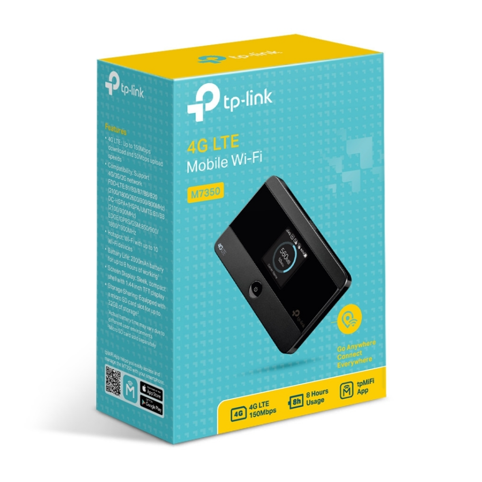TP-LINK M7350 4G LTE Sim Yuvalı, SD Kart, 2000mAh, 150Mbps Mobile Wifi Router (10 Cihaz Desteği)