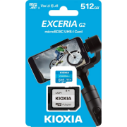 KIOXIA 512GB ExceriaG2, LMEXL512GG2 U1 V30 4K,  CL10, 100Mb/s, MicroSD Kart Bellek (SD Adaptörlü)