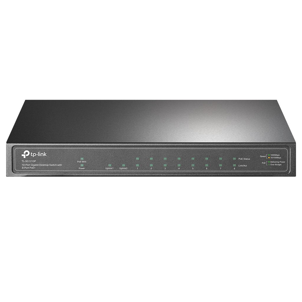 TP-LINK TL-SG1210P, 8 Port, Gigabit, PoE 63W, 1 Port SFP, Yönetilemez, Masaüstü Switch