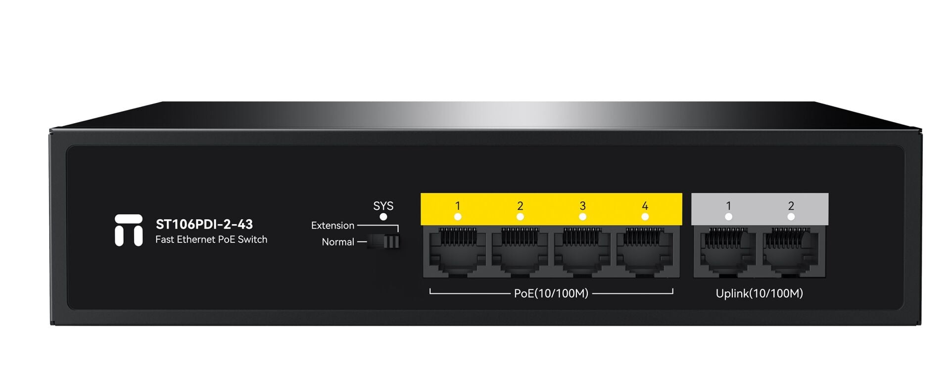 STONET ST106PDI-2-43 6 Port Mbit 4 Port Poe 45W 2xMbit Uplink Yönetilemez Metal Kasa Switch