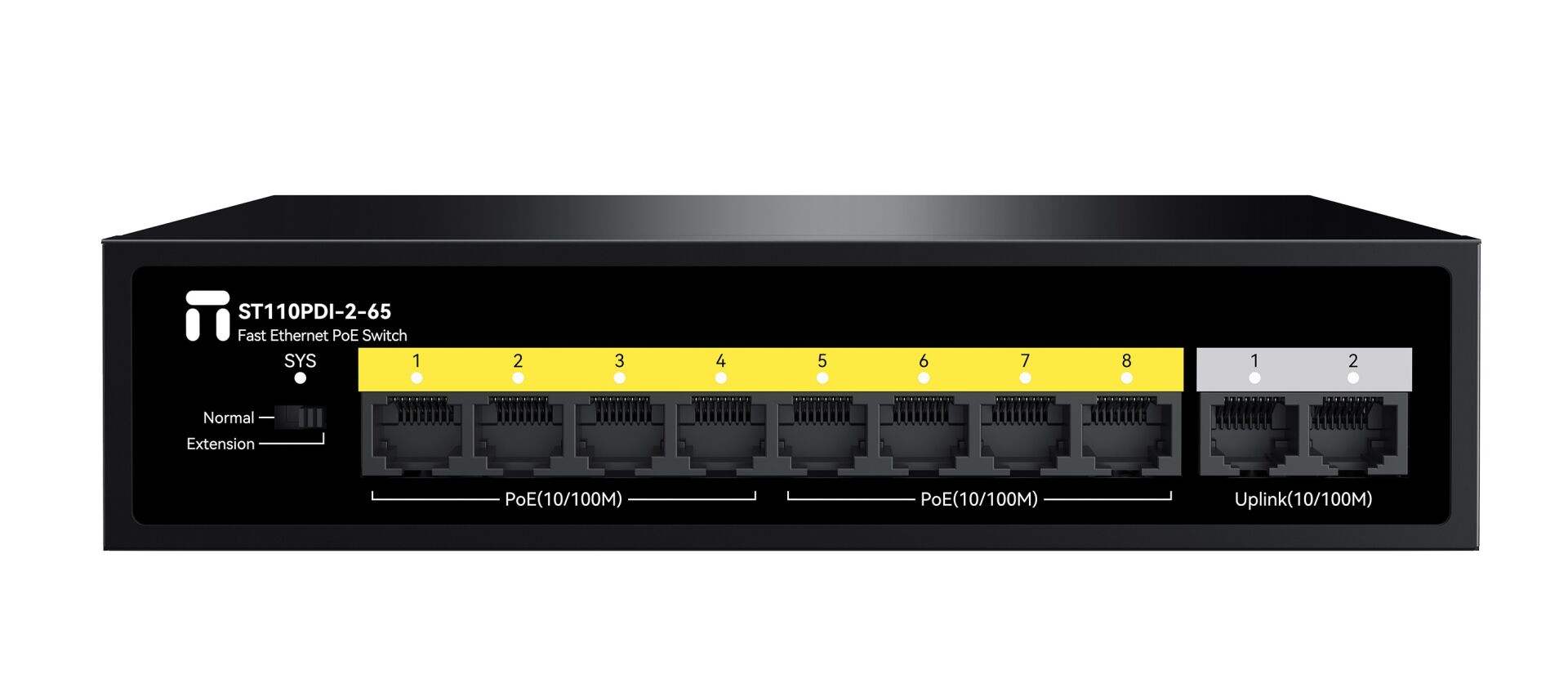 STONET ST110PDI-2-65 10 Port Mbit 8 Adet Poe 65W 2xMbit Uplink Yönetilemez Metal Kasa Switch