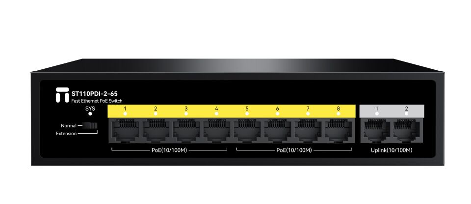 STONET ST110PDI-2-65 10 Port Mbit 8 Port PoE 65W 2xMbit Uplink Yönetilemez Metal Kasa Switch