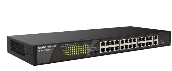 RUİJİE - REYEE RG-ES126S-LP V2 24-Port 10/100Mbps + 1-Upper-link port 10/100/1000Mbps + 1-Combo Port  10/100/1000Mbps, 24 of the ports support PoE/PoE+ SWİTCH