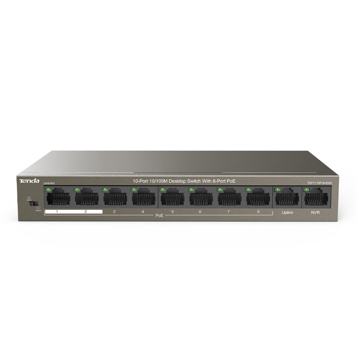 TENDA TEF1110P-8-63W 10 PORT 10/100 8 PORT POE 63WATT YONETILEMEZ DESKTOP SWITCH