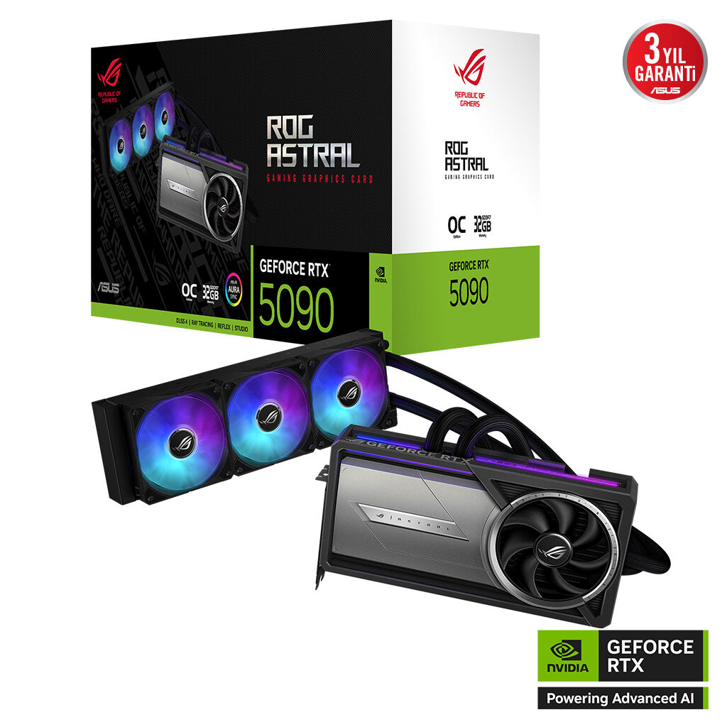 ASUS ROG-ASTRAL-LC-RTX5090-O32G-GAMING, 32Gb, 512Bit, GDDR7, 2xHDMI, 3xDP GAMING Ekran Kartı