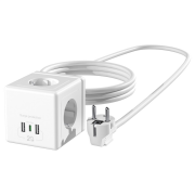 S-LINK PRZ04, 4 Soket, Akım Korumalı Priz, 1x Type-C, 2xUSB 5V, 2Mt Kablo, 306 Joule, Küp Tasarım (Beyaz)