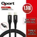 QPORT Q-TYPE-C1 1.5M TYPE-C 100W ŞARJ VE DATA KABLOSU