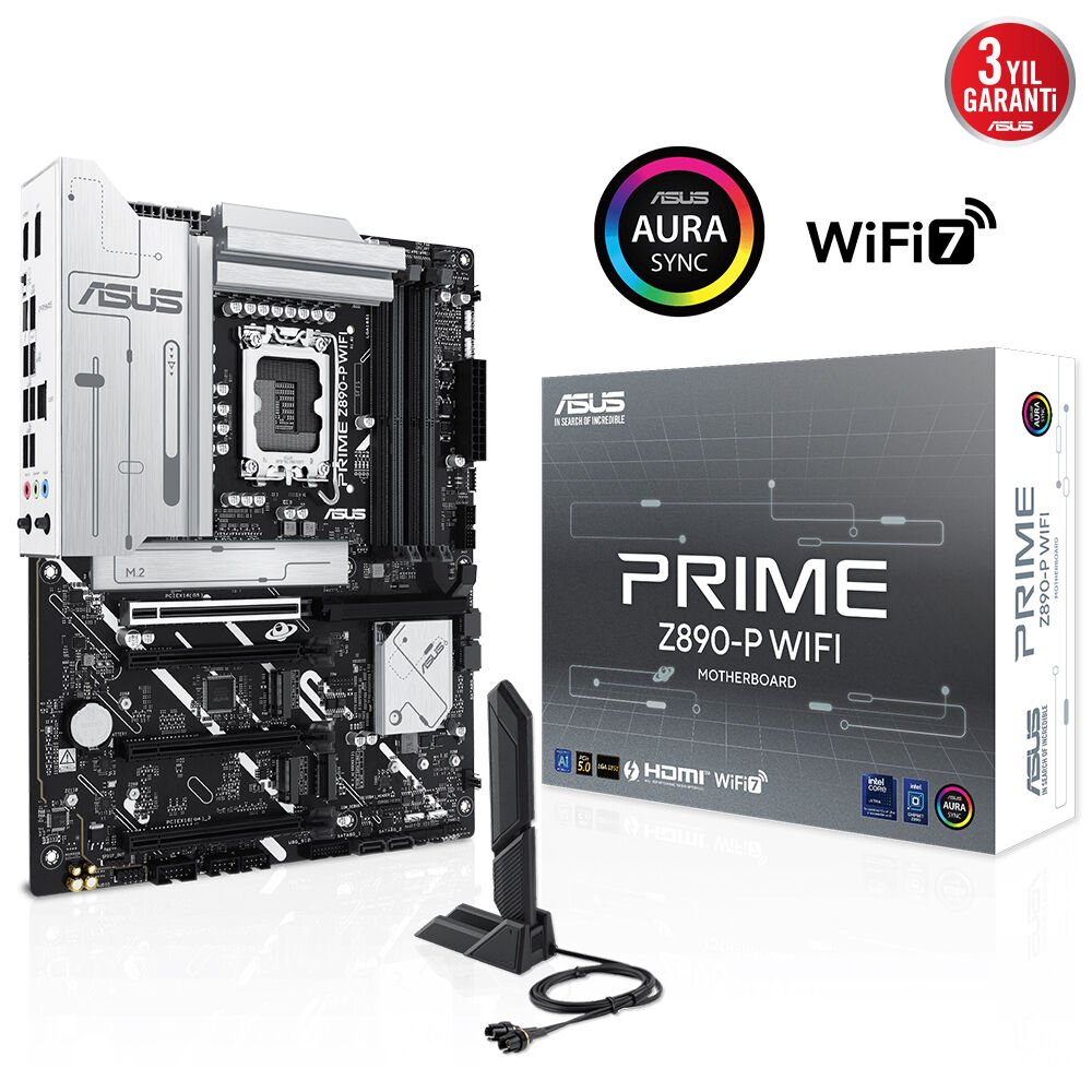 ASUS PRIME Z890-P WIFI 4x DDR5 DP/HDMI 4x M.2 1x 2.5GLAN/WIFI7/BT USB4 1851P ANAKART