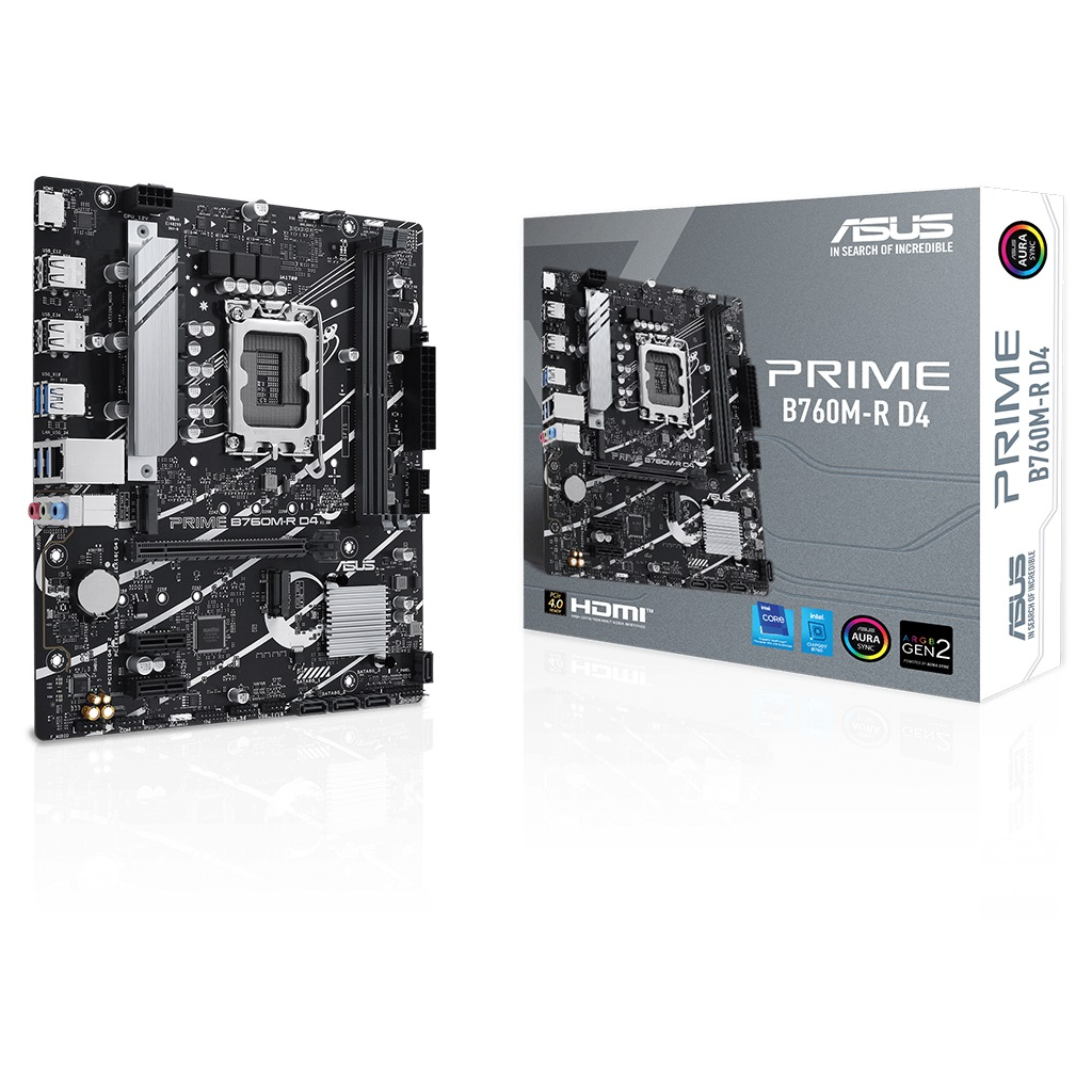ASUS PRIME B760M-R D4, 2xDDR4, 2x M.2, HDMI, 12-13-14.Nesil, LGA1700 Soket, Anakart