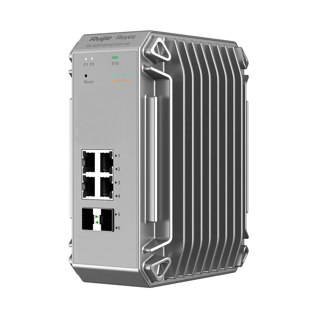 RUIJIE REYEE RG-NIS3100-4GT2SFP-HP  4 Port  GigaBit PoE, 120W,  2Port SFP, Endüstriyel Switch