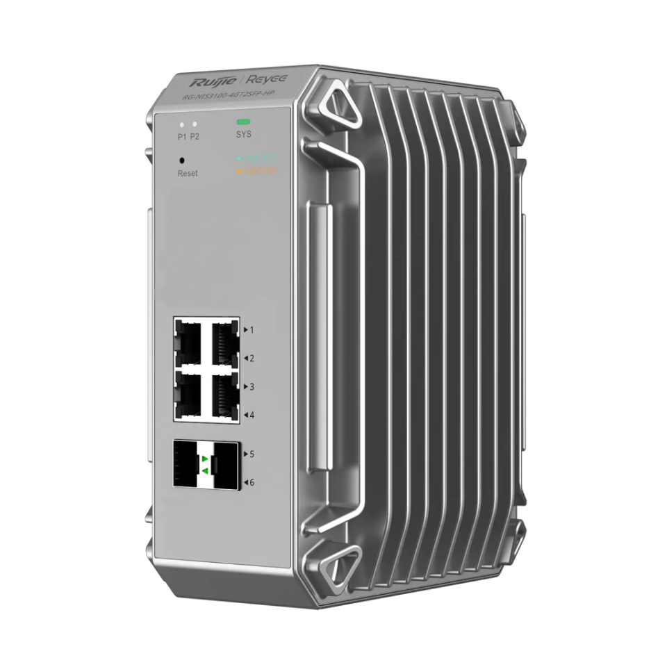 RUIJIE REYEE RG-NIS3100-4GT2SFP-HP  4 Port  GigaBit PoE, 120W,  2Port SFP, Endüstriyel Switch