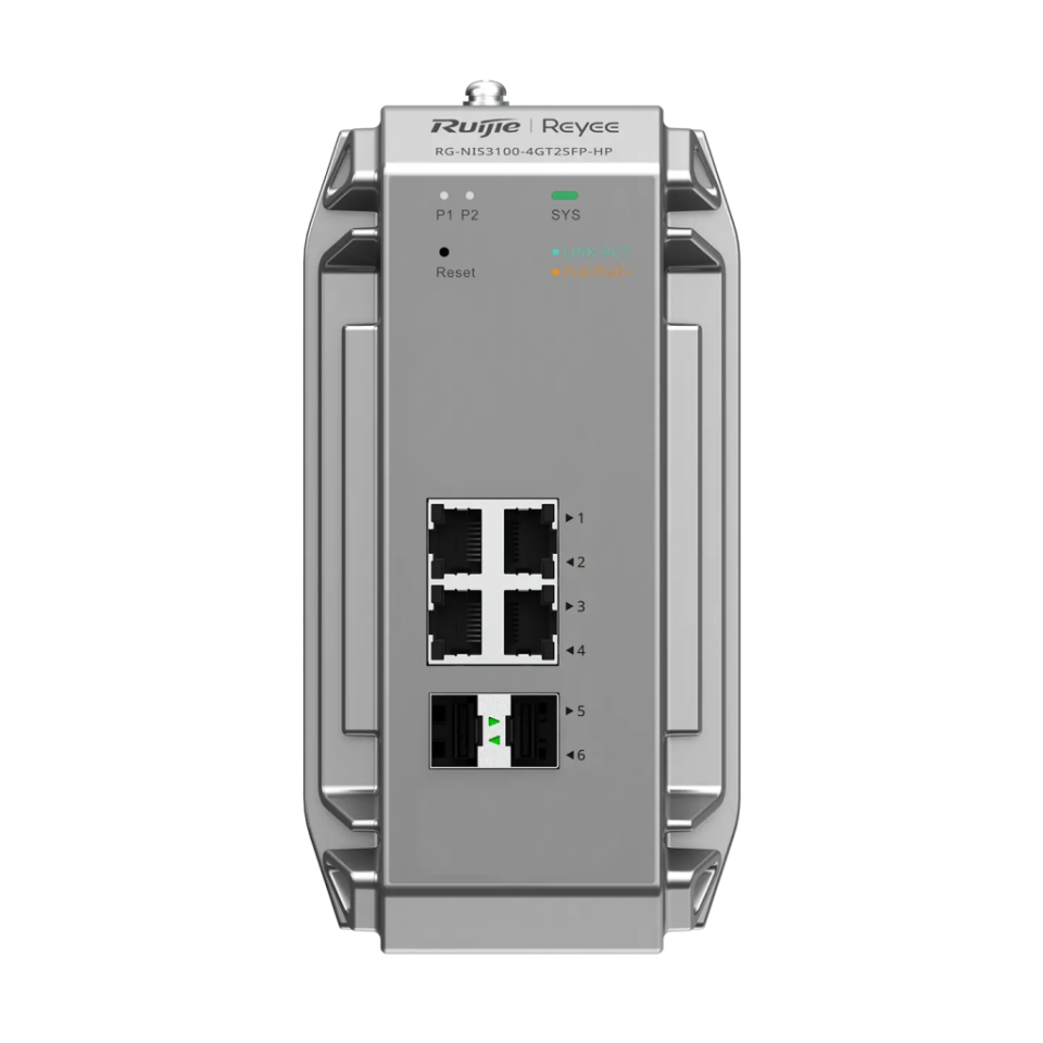 RUIJIE REYEE RG-NIS3100-4GT2SFP-HP  4 Port  GigaBit PoE, 120W,  2Port SFP, Endüstriyel Switch