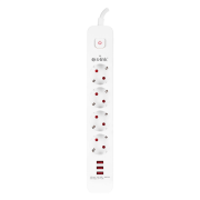 S-LINK SPG403U, 4 Soket, Akım Korumalı Priz, 3xUSB 5V 2.4A, 1.5Mt %100 Bakır 1.5mm Kablo, 750 Joule (Beyaz)
