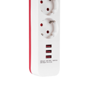 S-LINK SPG403U, 4 Soket, Akım Korumalı Priz, 3xUSB 5V 2.4A, 1.5Mt %100 Bakır 1.5mm Kablo, 750 Joule (Beyaz)