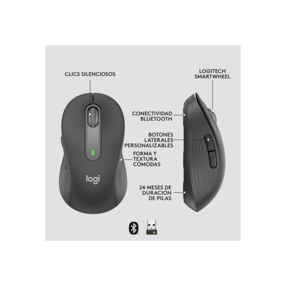 LOGITECH 910-006253, M650 Signature, Siyah, Sağ El, USB Nano 2,4G Kablosuz, 4000dpi, Optik, 5 Tuşlu, 24ay Pil Ömrü, Sessiz Mouse