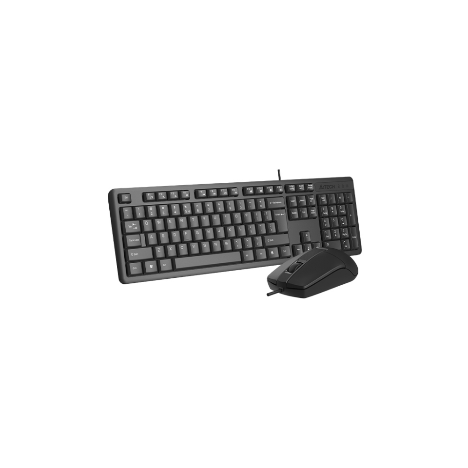 A4 TECH KR-3330S, Siyah, USB Kablolu, Türkçe Q, Multimedya, Klavye Mouse Set