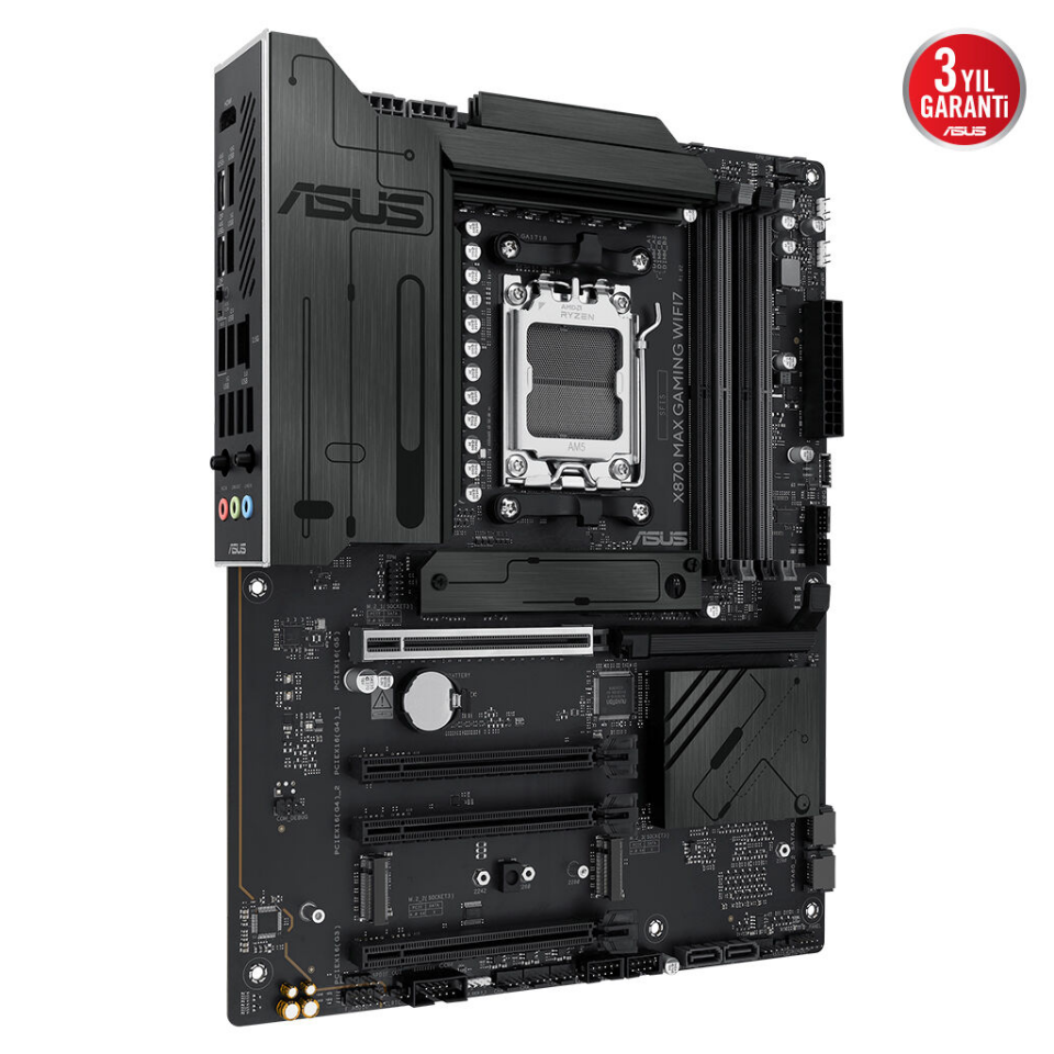 ASUS X870 MAX GAMING WIFI7, 4xDDR5, 3x M2, HDMI, DP, Type-C, Wi-Fi 7, Bluetooth v5.3, AM5 Soket GAMING Anakart