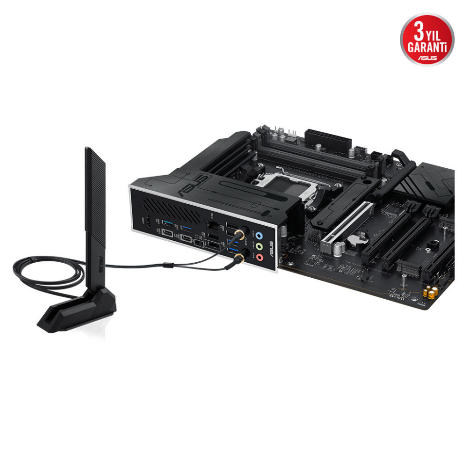 ASUS X870 MAX GAMING WIFI7, 4xDDR5, 3x M2, HDMI, DP, Type-C, Wi-Fi 7, Bluetooth v5.3, AM5 Soket GAMING Anakart