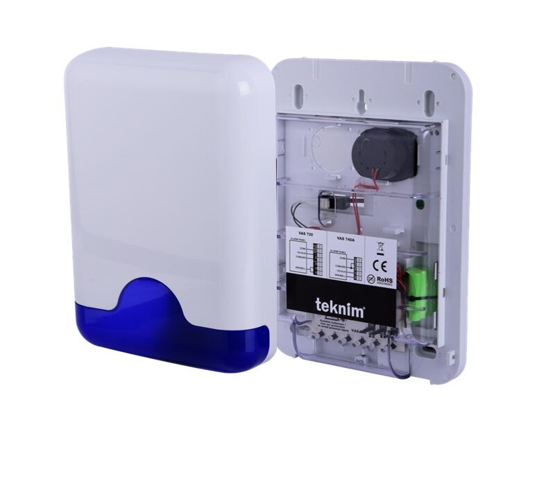 TEKNİM VAS-741BP MAVİ PENCERELİ HARİCİ SİREN (PLASTİK İÇ KORUMA)