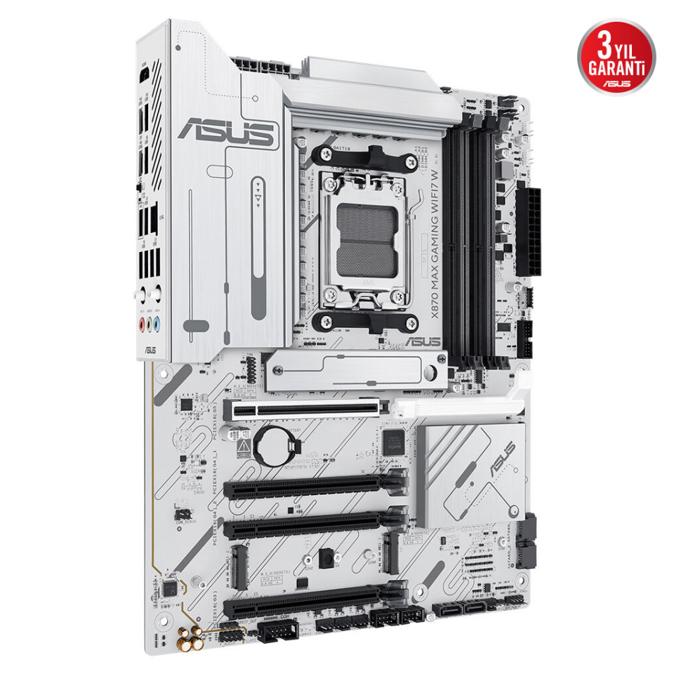 ASUS X870 MAX GAMING WIFI7 W, 4xDDR5, 3xM2, HDMI, DP, Type-C, Wi-Fi 7, Bluetooth v5.3, AM5 Soket GAMING Anakart