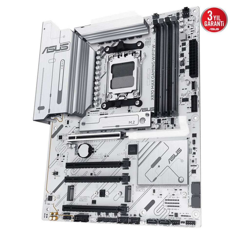 ASUS X870 MAX GAMING WIFI7 W, 4xDDR5, 3xM2, HDMI, DP, Type-C, Wi-Fi 7, Bluetooth v5.3, AM5 Soket GAMING Anakart