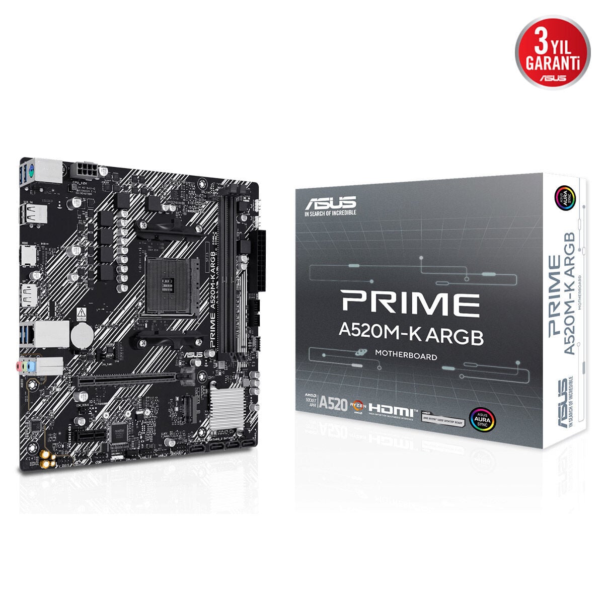 ASUS PRIME A520M-K ARGB 2xDDR4 HDMI+DP 1xM2 AM4 ANAKART