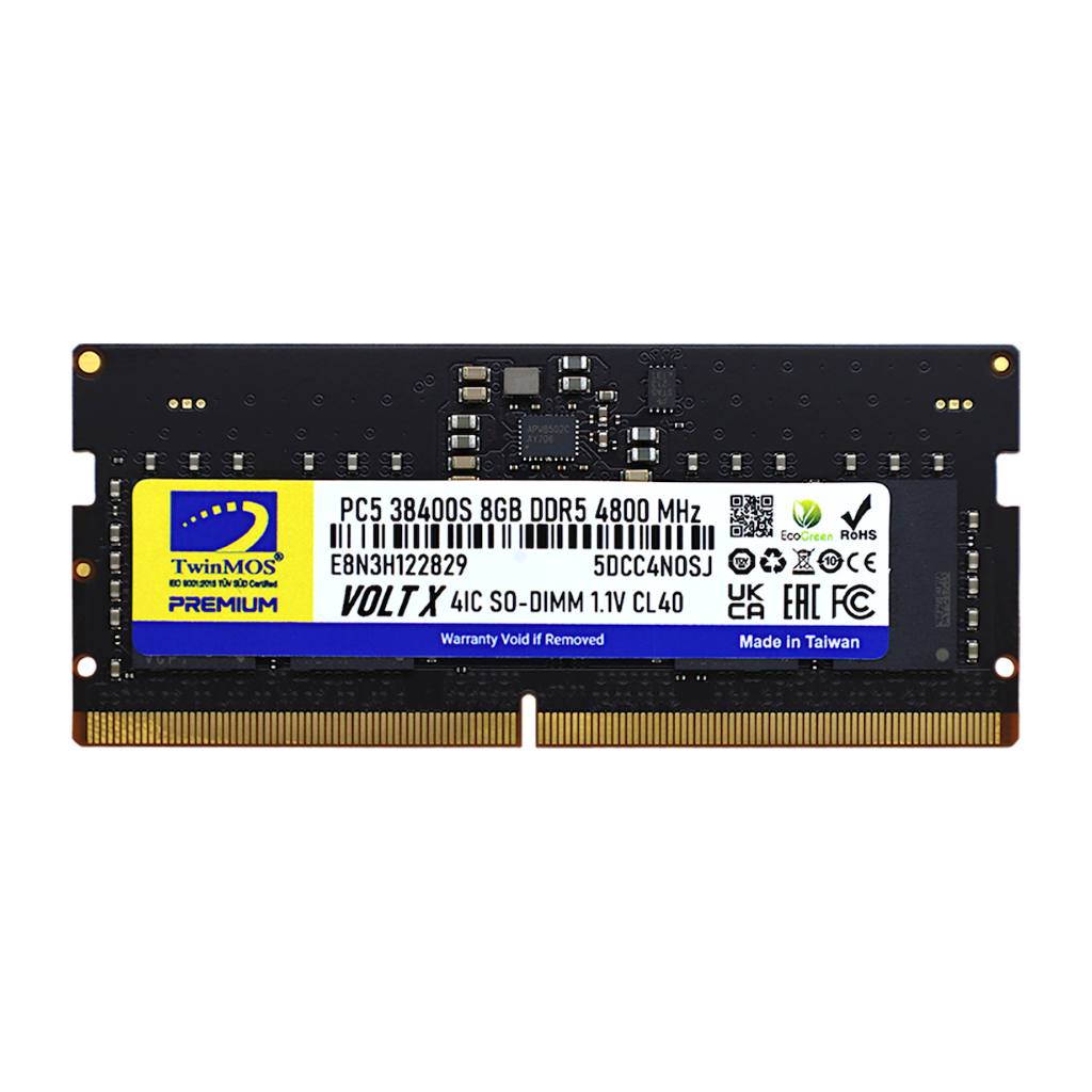 TwinMOS TMD58GB4800S40, 8GB, DDR5, 4800MHz,  CL40, 1.1V Notebook Ram