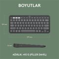 LOGITECH K380S PEBBLE KEYS 2 ÇOKLU CİHAZ ÖZELLİKLİ BLUETOOTH TÜRKÇE Q KLAVYE GRİ 920-011859