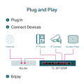TP-LINK TL-SF1009P, 8 Port, MegaBit, PoE 65W, 1 Port Uplink, Yönetilemez, Metal Kasa, Masaüstü Switch