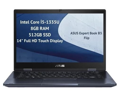 ASUS ExpertBook B3 Flip B3402FVA-I58512B2D i5-1335U 8GB 512GB SSD O/B 14'' Dokunmatik DOS Siyah 2 in 1 Notebook