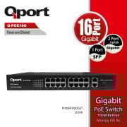 QPORT Q-POE16G 16 PORT 10/100/1000 16 PORT POE 2 PORT UPLINK + 1 SFP 200W YONETILEMEZ DESKTOP SWITCH